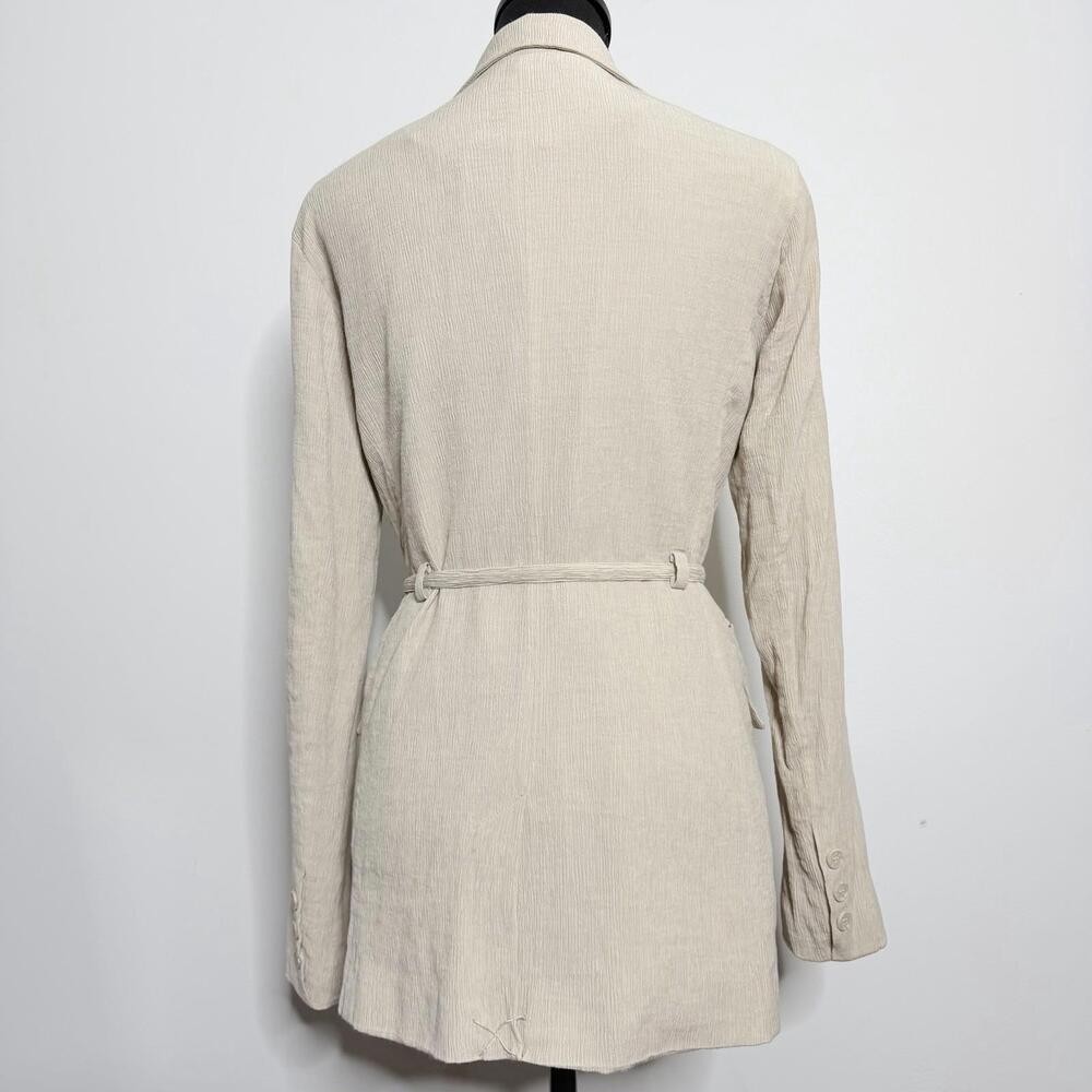 Bagatelle Collection Lightweight Tie Waist Blazer Jacket Beige Medium Textured - Picture 2 of 9